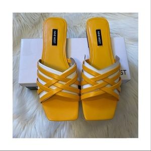 Nine West Women's Yellow  Strappy Slide Sandals